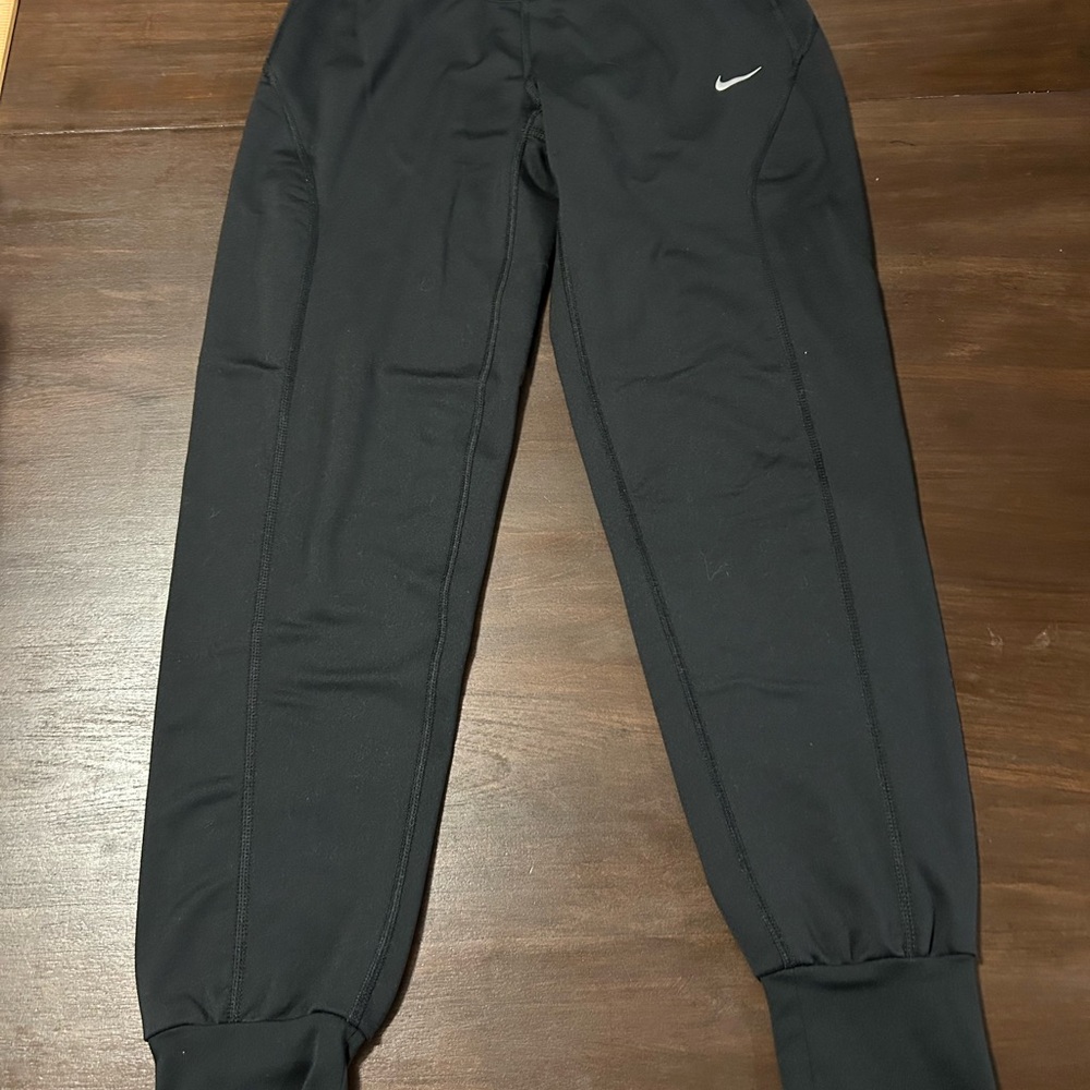 Nike Black Track Joggers with White Swoosh